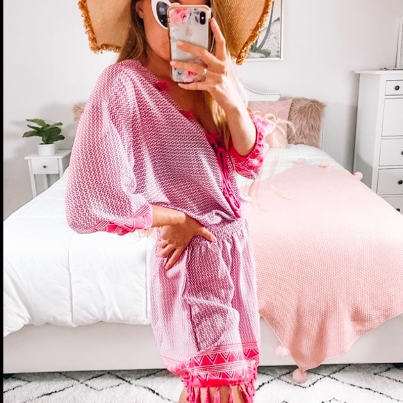 Magenta Pink Tassel Swim Coverup - Picture 3 of 5